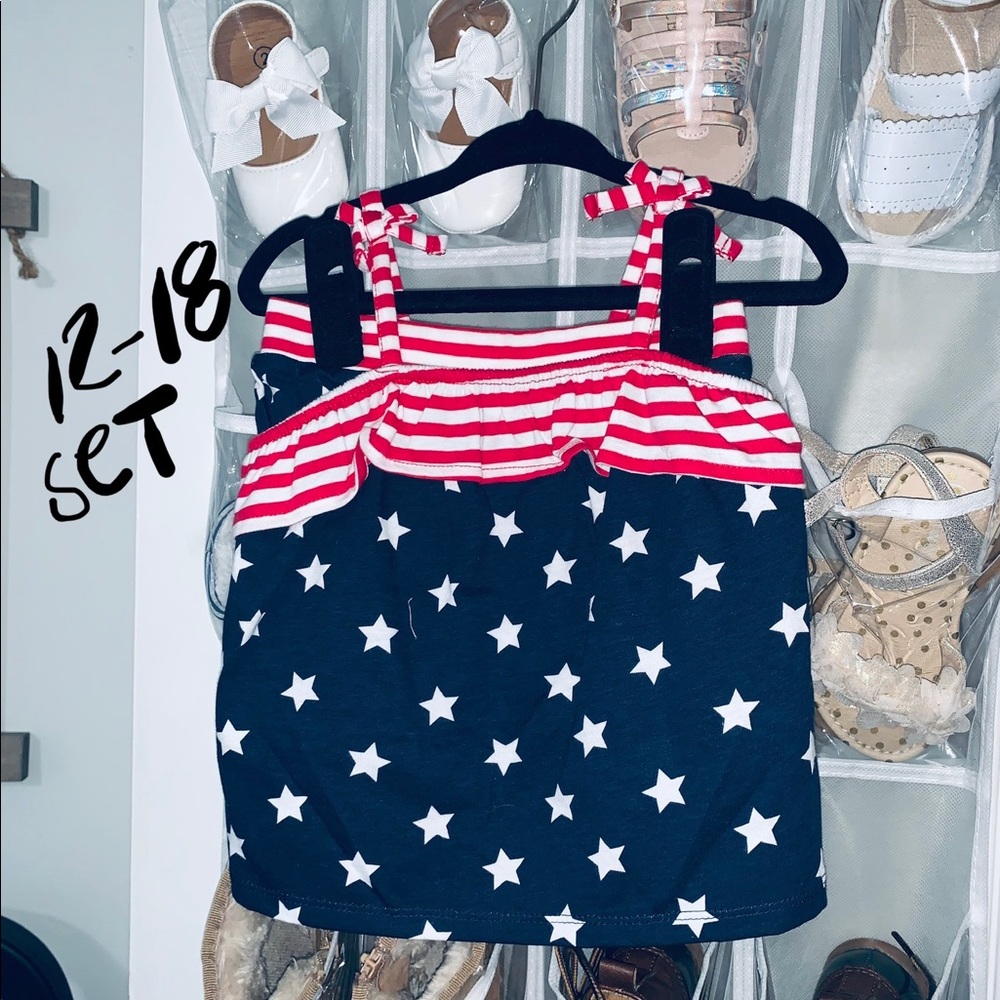 (12-18M) Tank & Skirt Set : Red White And Blue